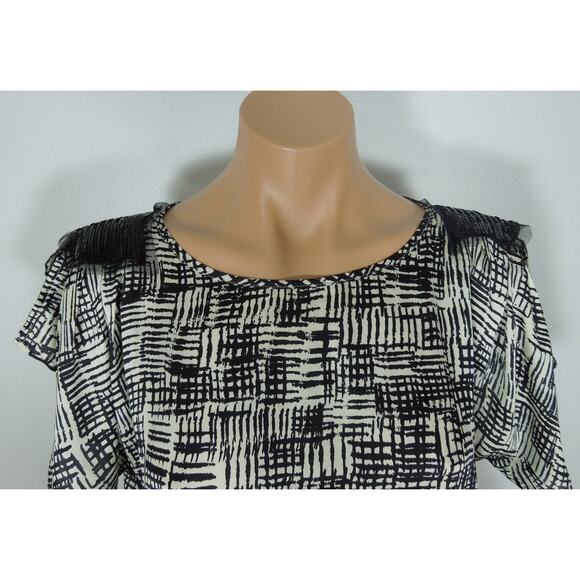 AKIRA BLACK LABEL Mini Dress S SMALL Black Sequin Embellished Printed Fabric - Picture 4 of 7